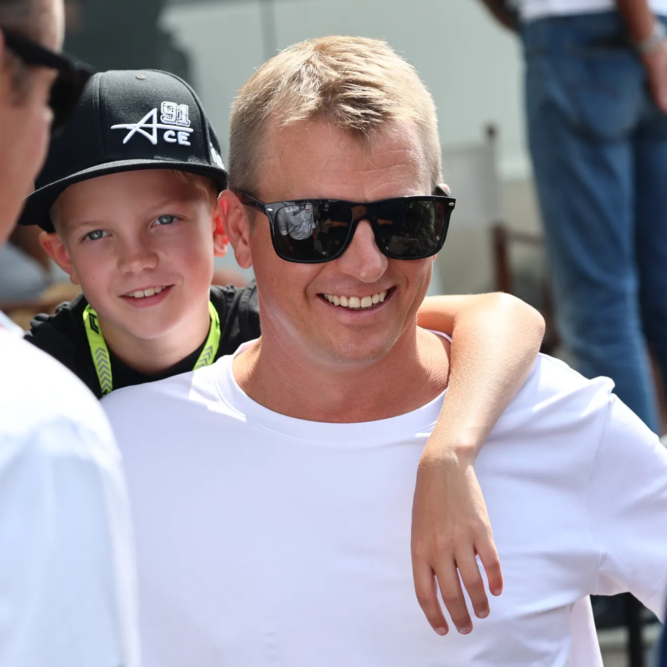 Robin Raikkonen and Kimi Raikkonen during third practice ahead of the Formula 1 Italian Grand Prix at Autodromo Nazionale di Monza in Monza, Italy