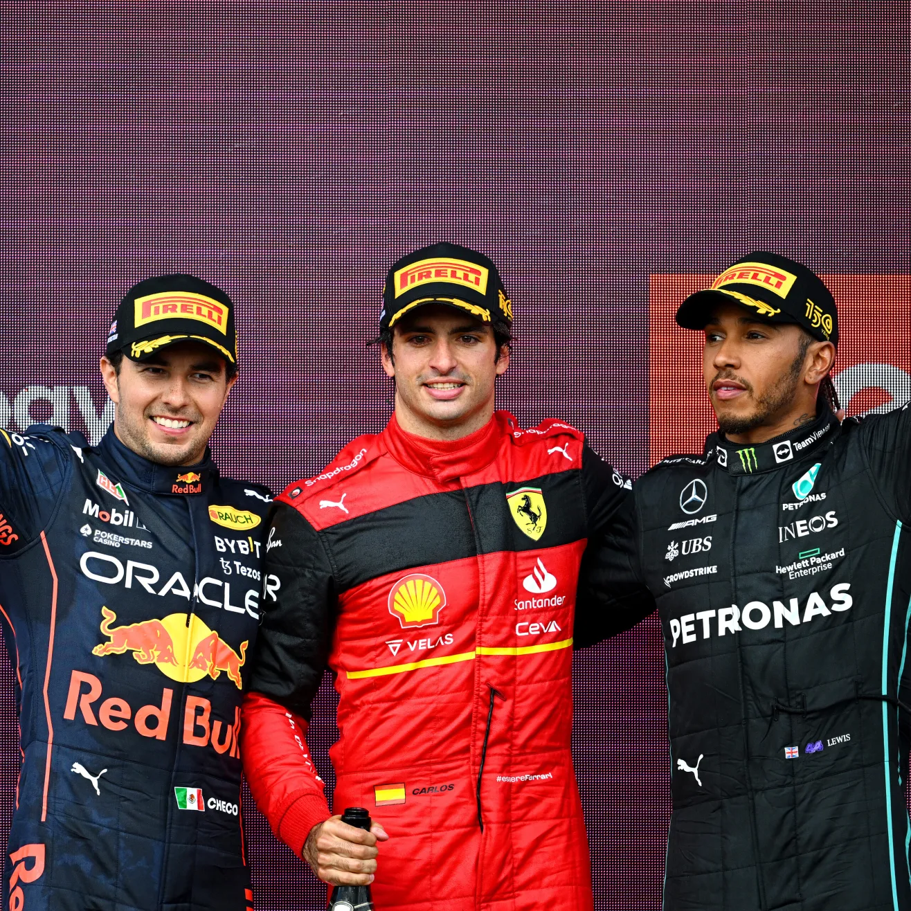 Sergio Perez, Carlos Sainz, Lewis Hamilton