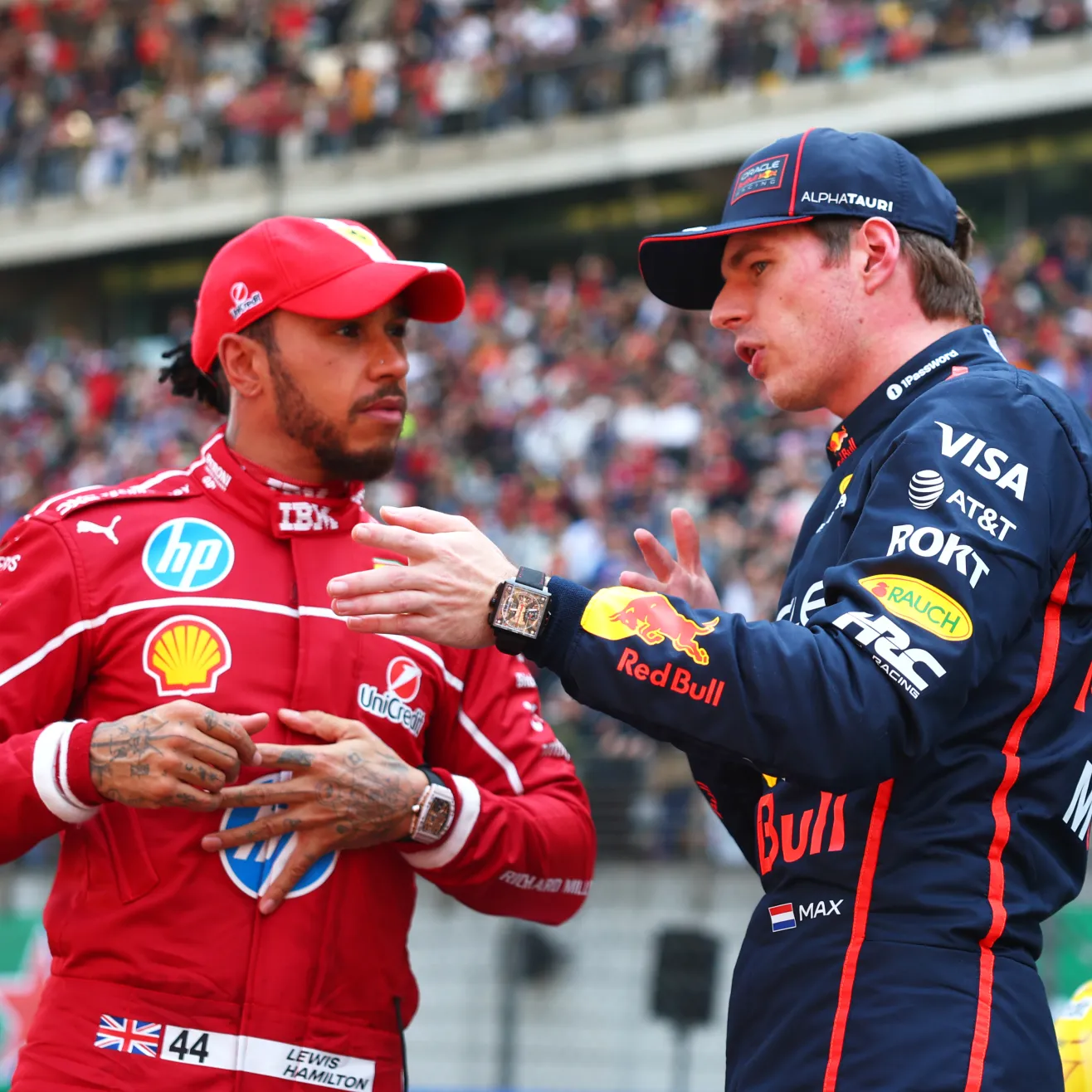 Max Verstappen ja Lewis Hamilton. Kuva Getty Images.